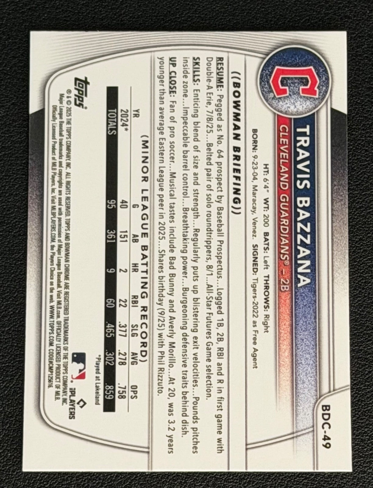 2025 Bowman Draft - Chrome Mojo Refractor Travis Bazzana #BDC-49 (RC)1