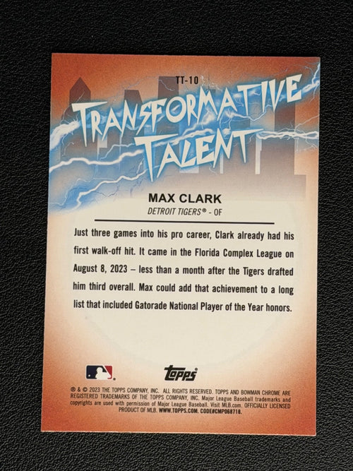 2023 Bowman Chrome - Transformative Talent Max Clark #TT-10 (RC)1