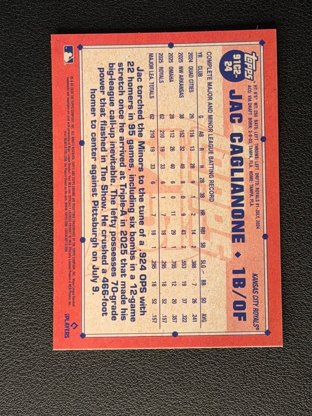 2026 Topps Series 2 - 1991 Topps Chrome Silver Pack Mojo Jac Caglianone #91C2-241