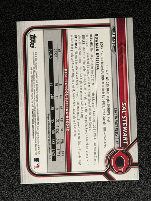 2022 Bowman Draft 1st Edition - Sal Stewart #BD-122 (RC)1