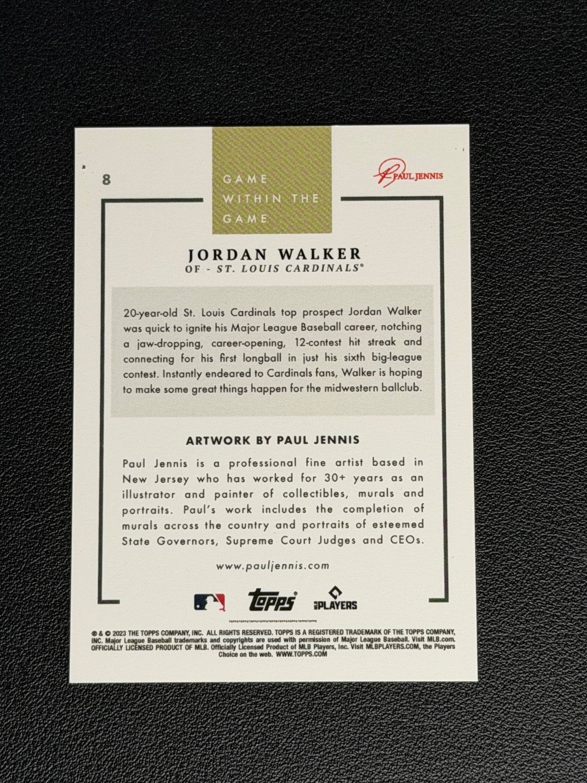 2023 Topps Game Within The Game Card #8 - Jordan Walker RC- STL Cardinals Rookie1