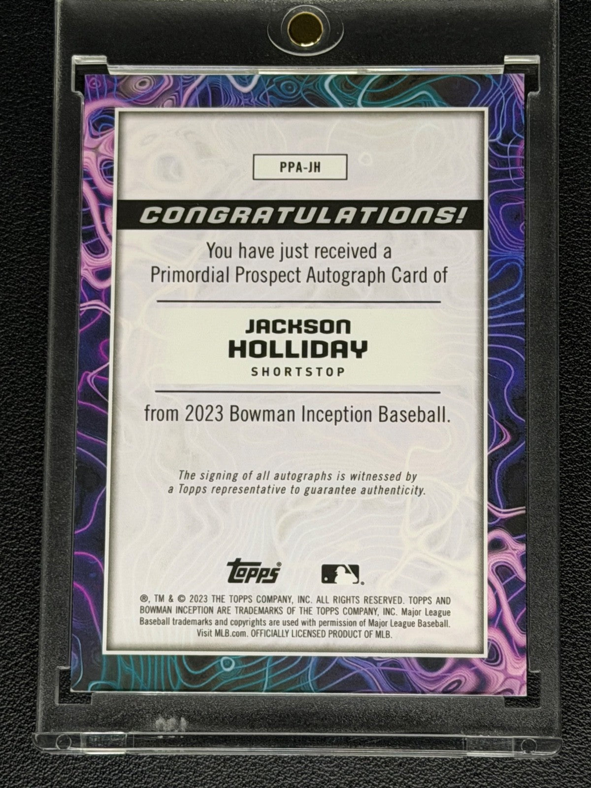 2023 Bowman Inception - Primordial Prospects Auto Jackson Holliday Gold #26/501
