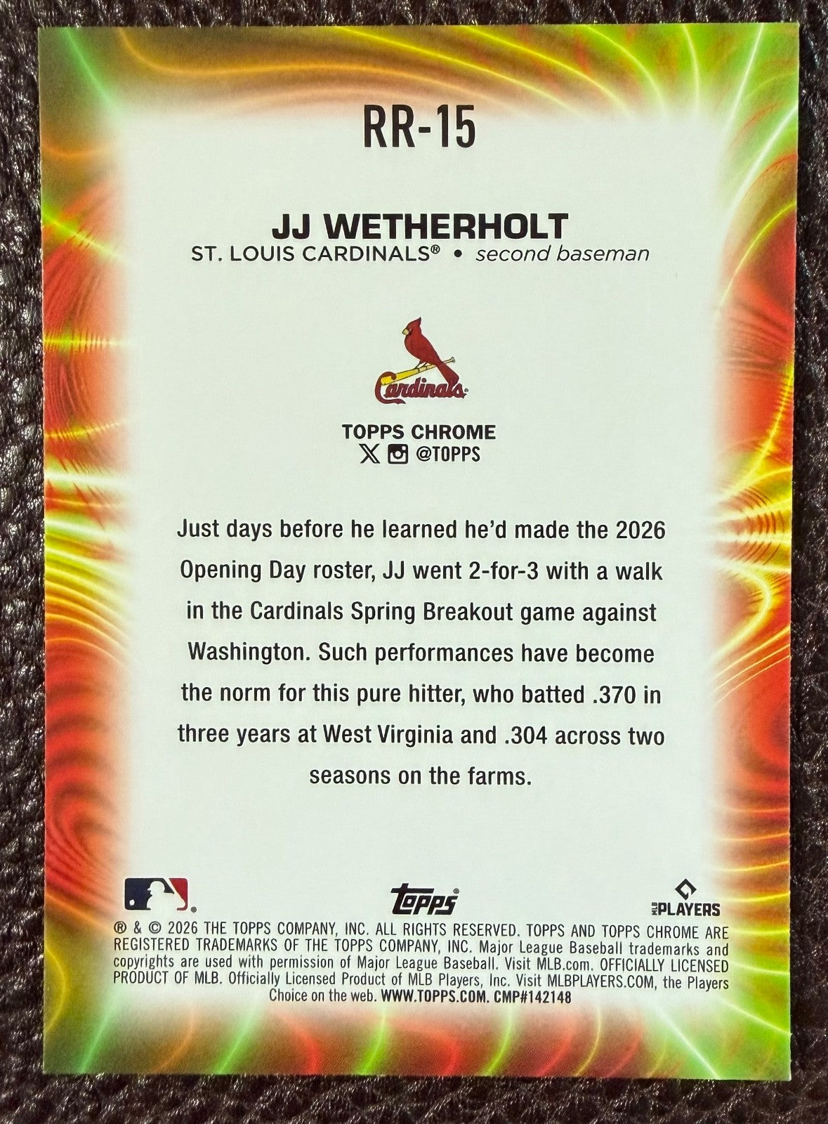 2026 Topps Chrome - JJ Wetherholt Radiating Rookies #RR-15 SSP RC1