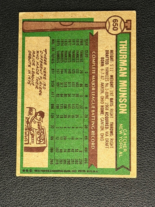 1976 Topps - Thurman Munson #6501