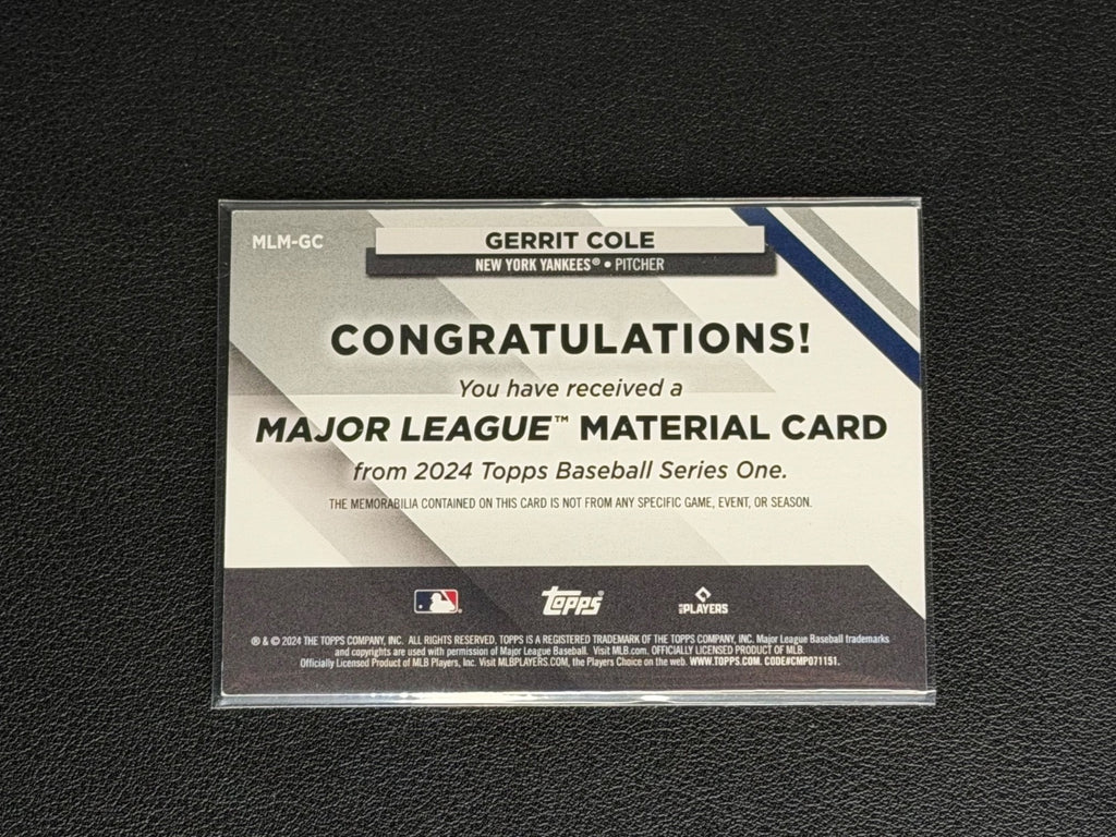 2024 Topps Series 1 - Major League Material Gerrit Cole #MLM-GC (MEM)1