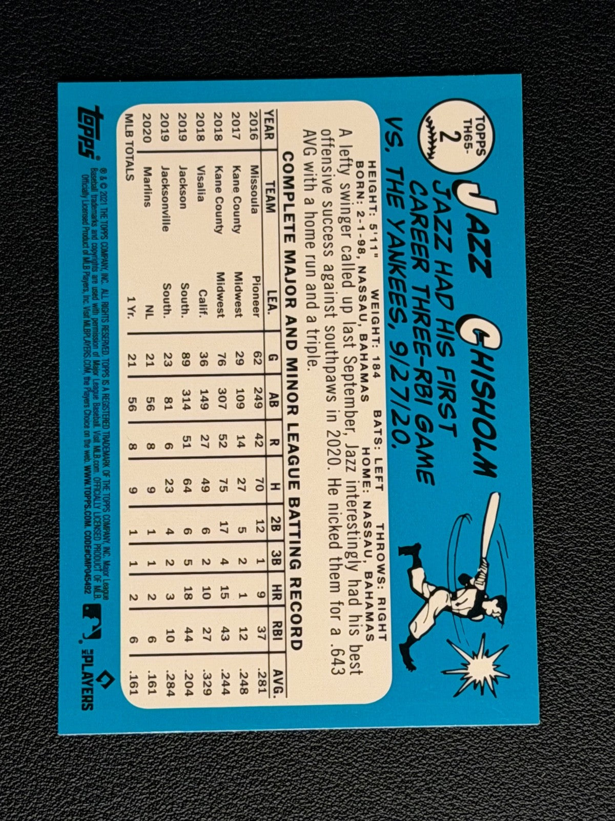 2021 Topps - 1965 Topps Redux Jazz Chisholm Refractor #T65-2 (RC)1