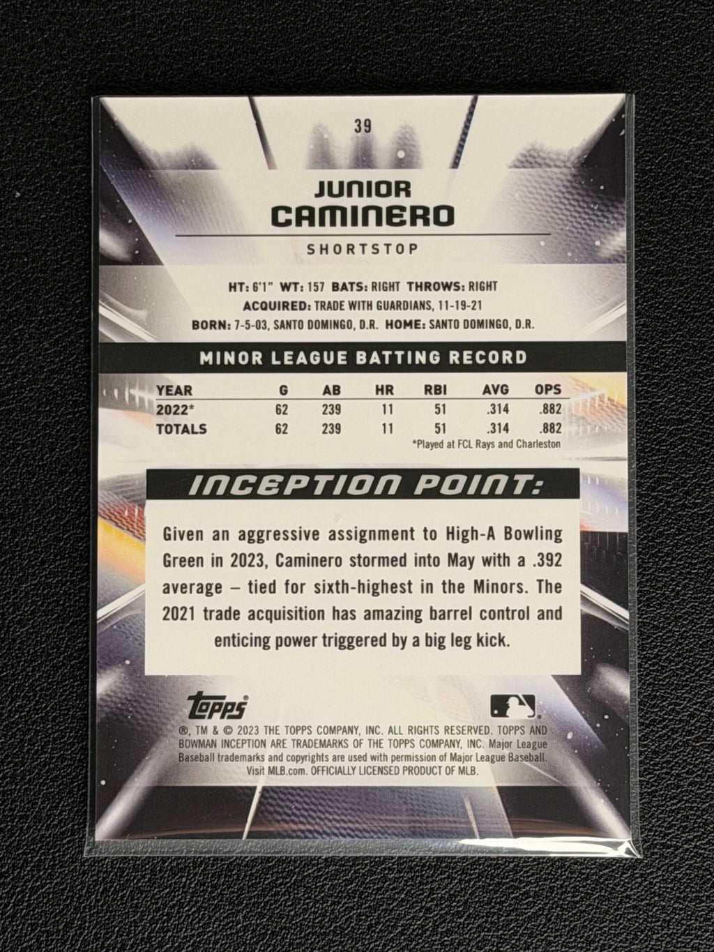 2023 Bowman Inception - Junior Caminero #39 (RC)1