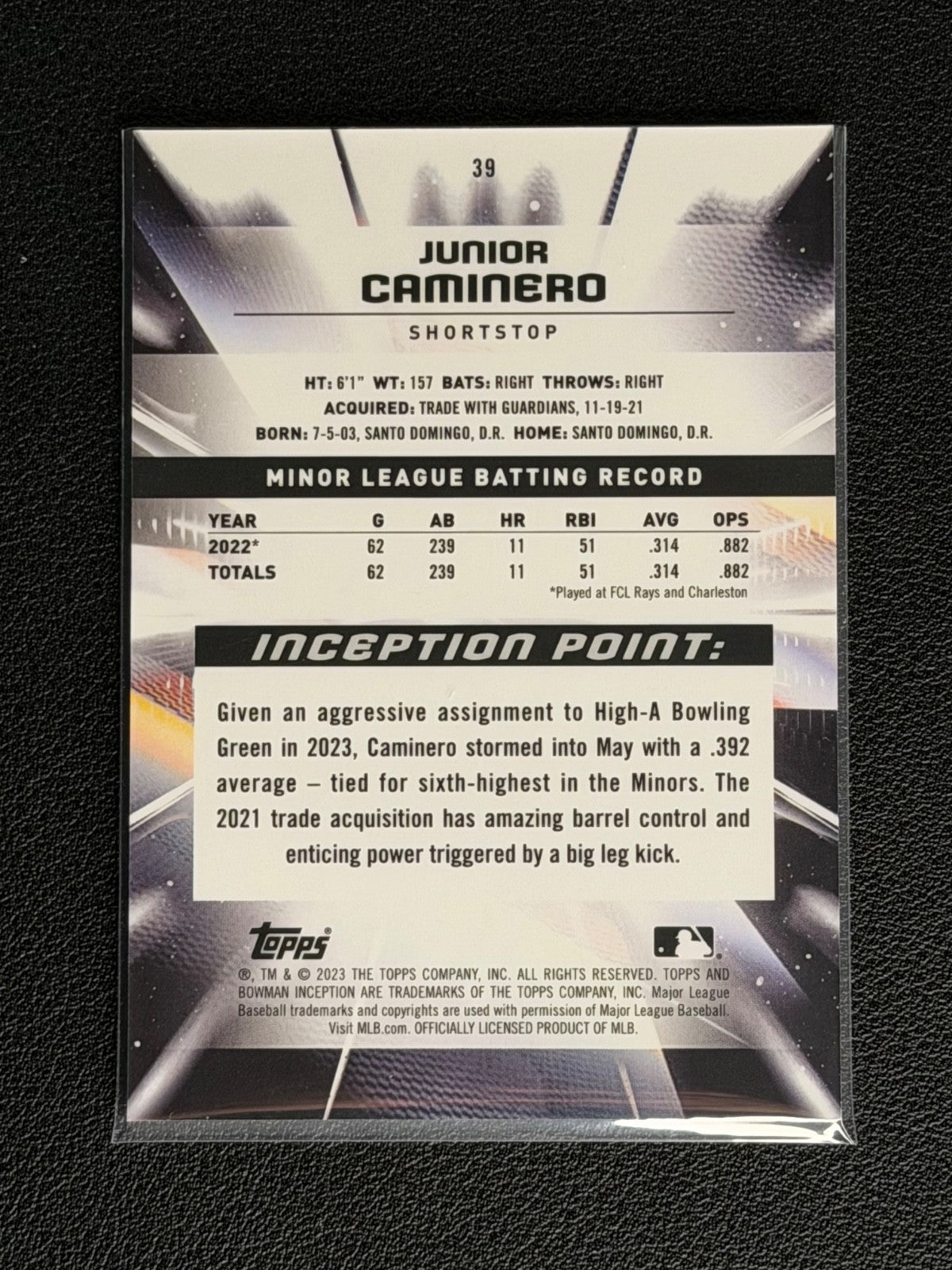 2023 Bowman Inception - Junior Caminero #39 (RC)1