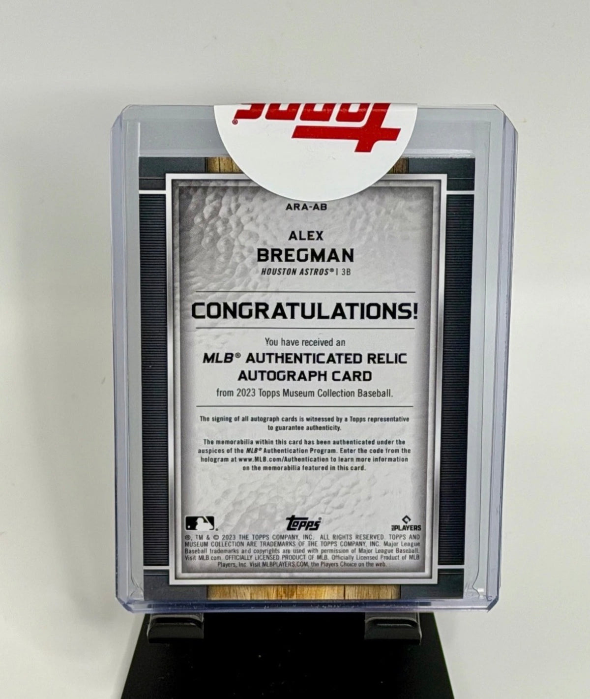 2023 Topps Museum MLB Authenticated Relic and Autograph Alex Bregman #3/15