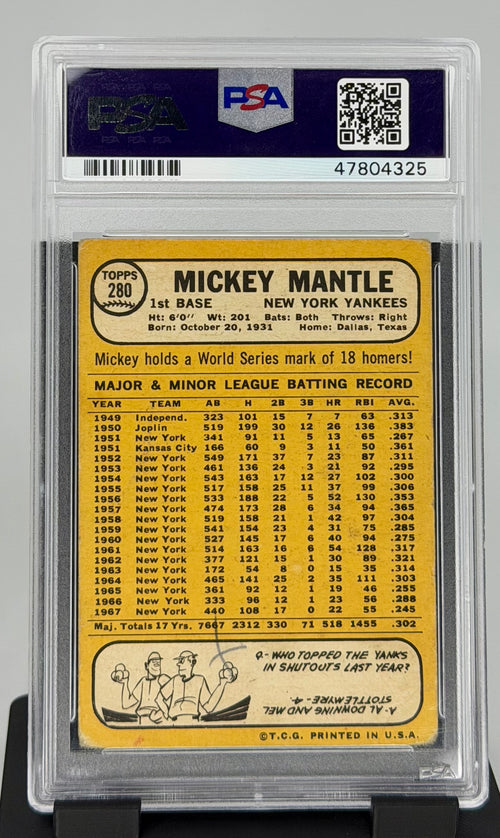 1968 Topps Mickey Mantle PSA 1