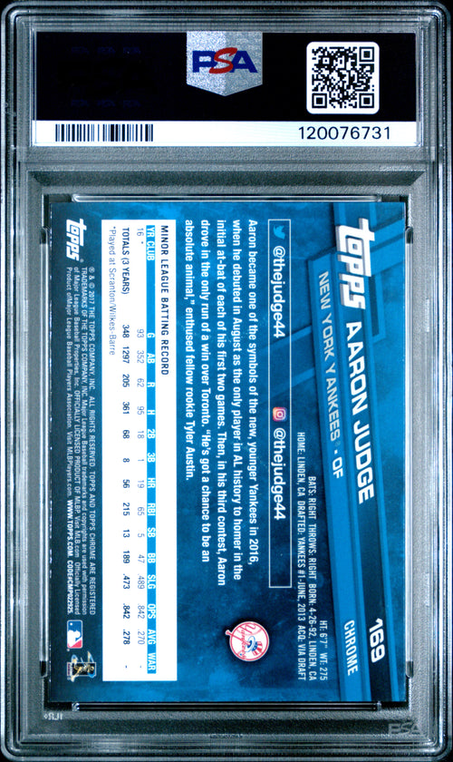 2017 Topps Chrome Aaron Judge PSA 10 Rookie Card